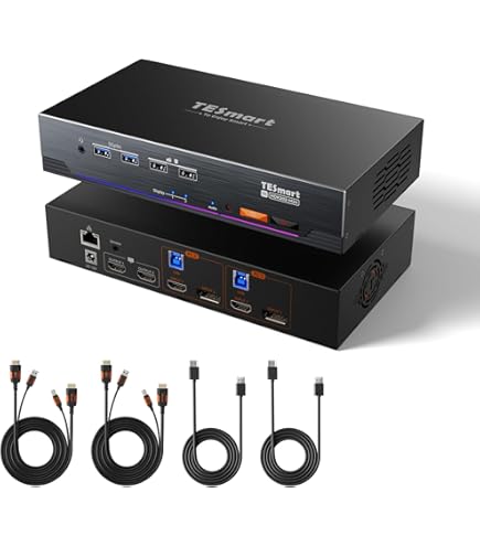 Amazon.com: TESmart 4K@60Hz KVM Switch 4 Monitors 2 Computers USB